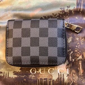 Louis Vuitton Black and Gold Zipper Wallet Card Holder